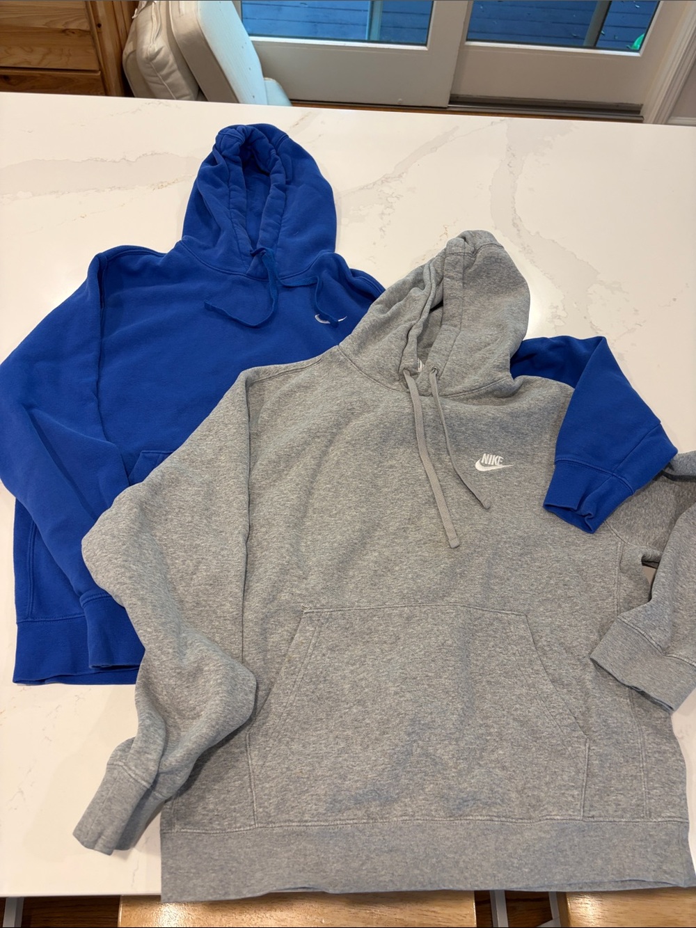 Nike Men's Blue and Gray Pullover Hoodies